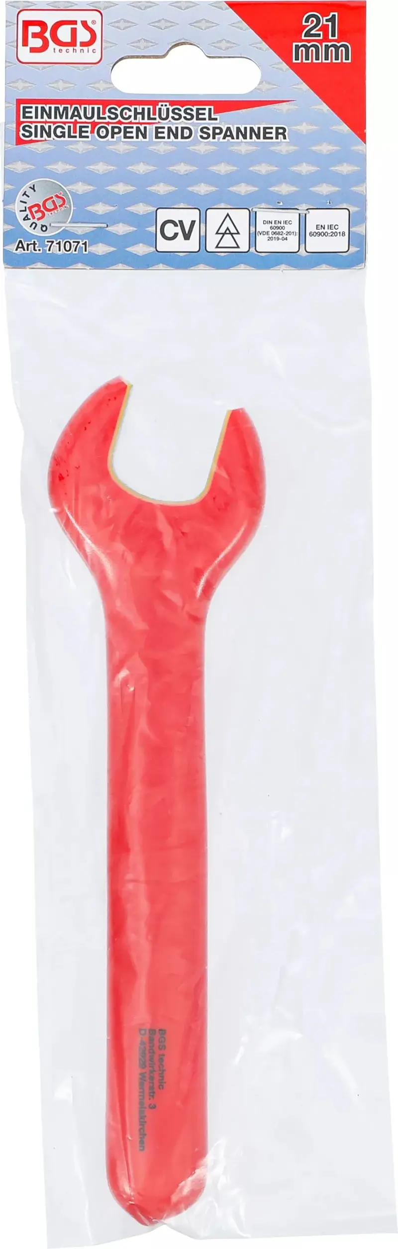 Jednostranný otevřený klíč BGS 71071 21 mm VDE (BGS1071071)