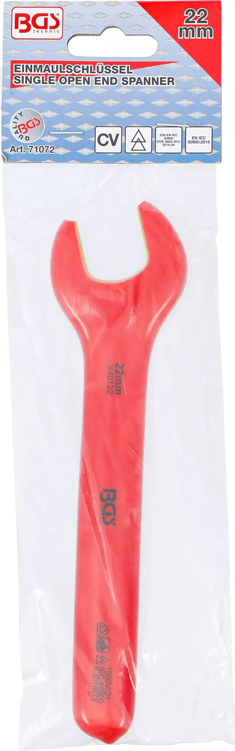 Jednostranný otevřený klíč BGS 71072 22 mm VDE (BGS1071072)