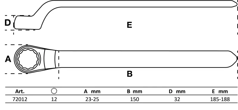 Jednostranný očkový klíč 12 mm BGS 72012 VDE, hluboce vyhnutý (BGS1072012)