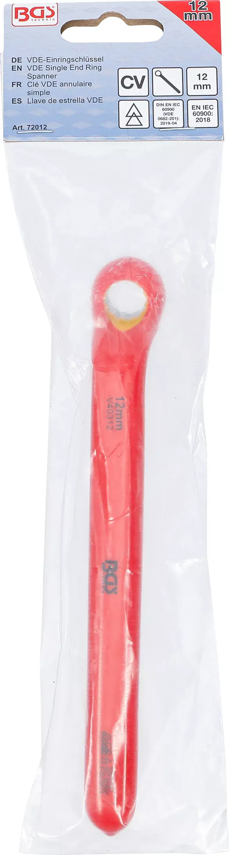 Jednostranný očkový klíč 12 mm BGS 72012 VDE, hluboce vyhnutý (BGS1072012)