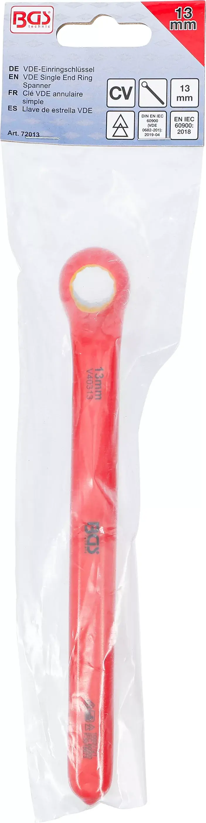 Jednostranný očkový klíč 13 mm BGS 72013 VDE, hluboce vyhnutý (BGS1072013)