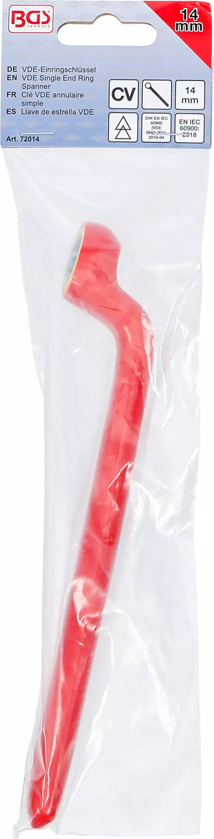 Jednostranný očkový klíč 14 mm BGS 72014 VDE, hluboce vyhnutý (BGS1072014)