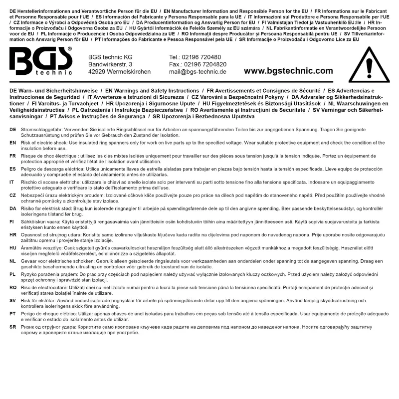 Jednostranný očkový klíč 14 mm BGS 72014 VDE, hluboce vyhnutý (BGS1072014)