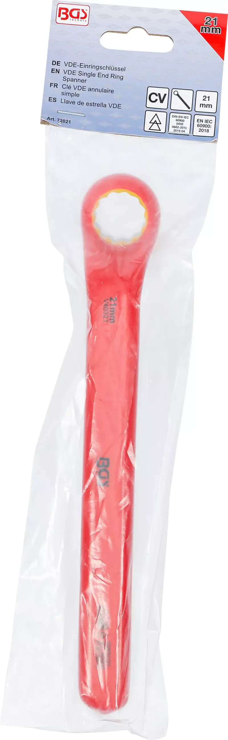 Jednostranný očkový klíč 21 mm BGS 72021 VDE, hluboce vyhnutý (BGS1072021)