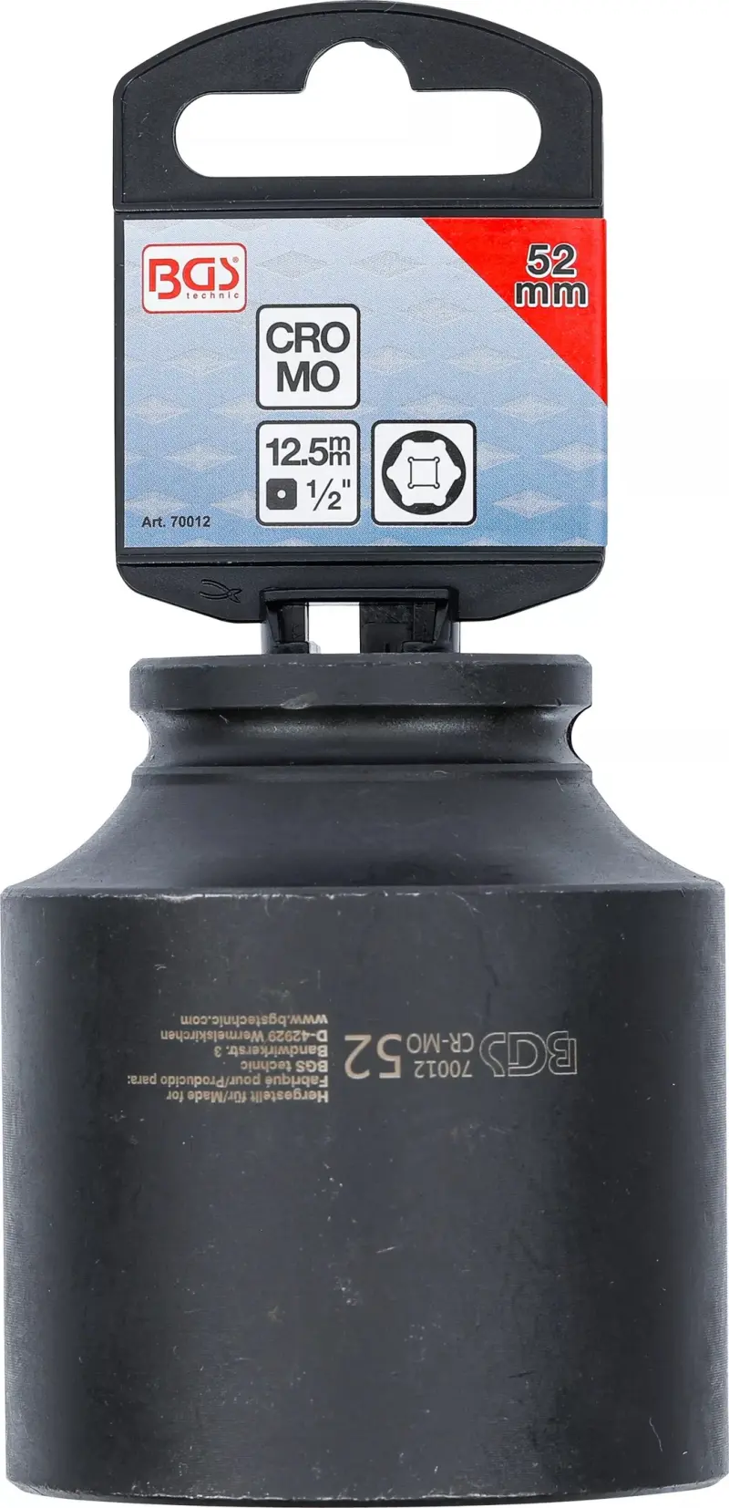 Nástrčná hlavice 1/2" šestihran 52 mm BGS1070012 rázová (BGS1070012)