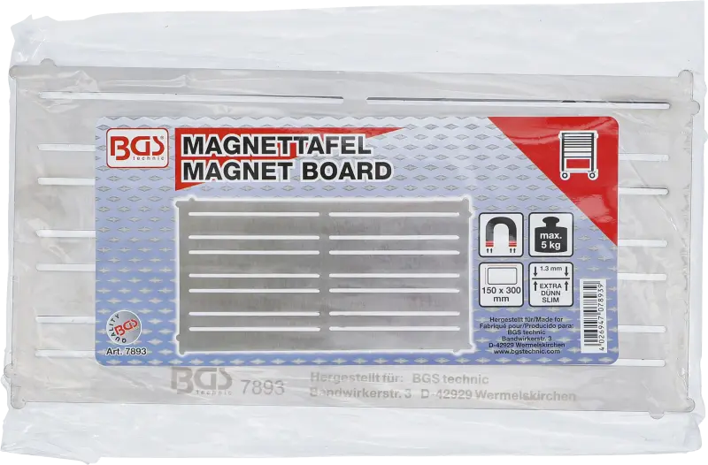 Magnetická tabule 300 × 150 mm, ocelová, velmi plochá BGS 7893 (BGS107893)