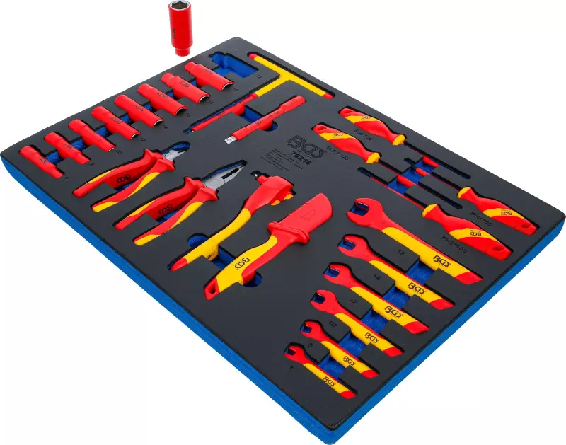 Vložka do dílenského vozíku 3/3: Nářadí, ráčna + nástrčné hlavice 3/8" 7 ÷ 22 mm BGS1070218 (Sada 26 dílů) (BGS1070218)