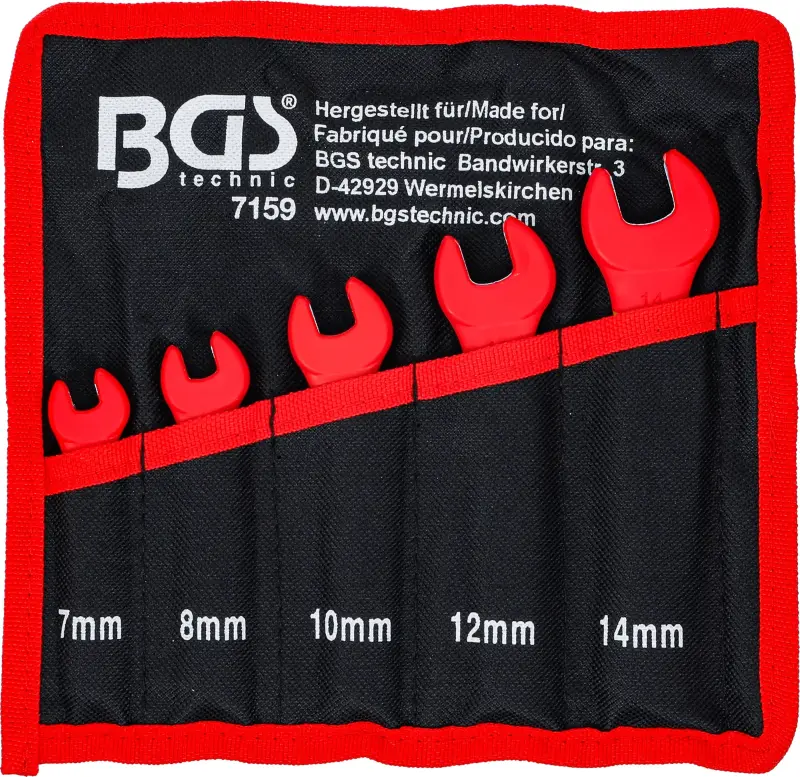 Jednostranné ploché klíče VDE 7 - 14 mm (sada 5 dílná), BGS107159 (BGS107159)