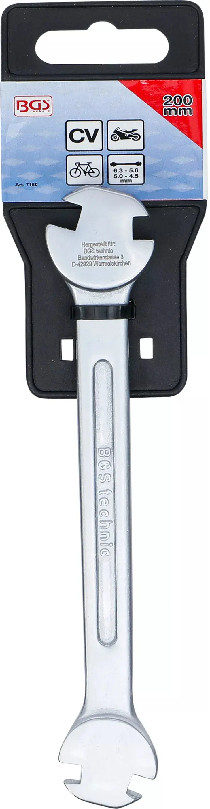 Klíč na napínání drátů ve výpletu kola BGS107180. Pro niple 4,5 ÷ 6,3 mm (BGS107180)