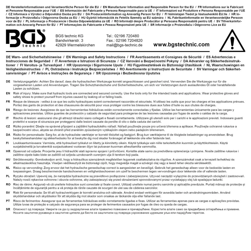 Hydraulické krimpovací kleště BGS1072093 pro lisovací spojky u hadicových vedení (Sada 15 dílů) (BGS1072093)