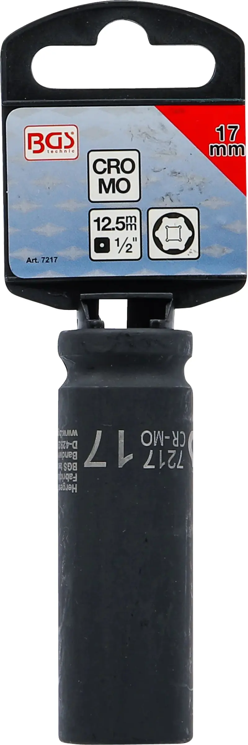 Nástrčná hlavice 1/2" 17 mm BGS107217, prodloužená, tvrzená, Pro Torque (BGS107217)