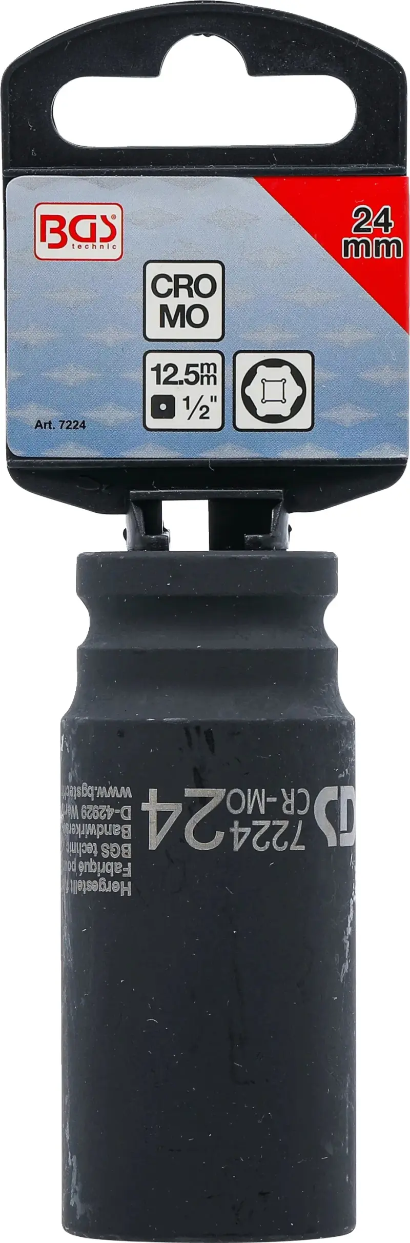 Nástrčná hlavice 1/2" 24 mm BGS107224, prodloužená, tvrzená, Pro Torque (BGS107224)