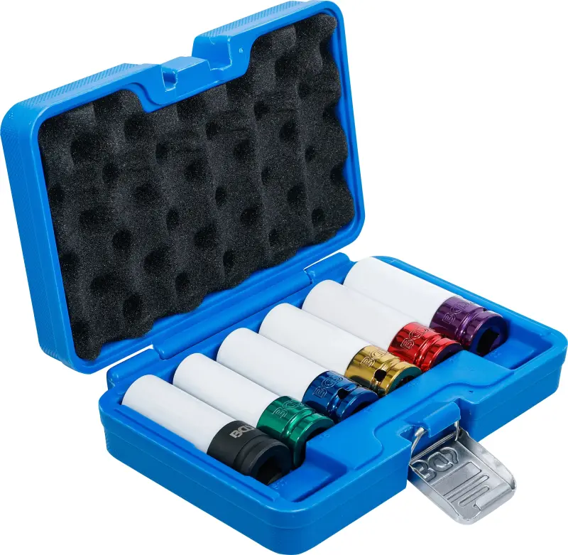 Nástrčné hlavice 1/2" 15 ÷ 22 mm BGS107307, prodloužené s plast. ochrannou Sada 6 dílů (BGS107307)
