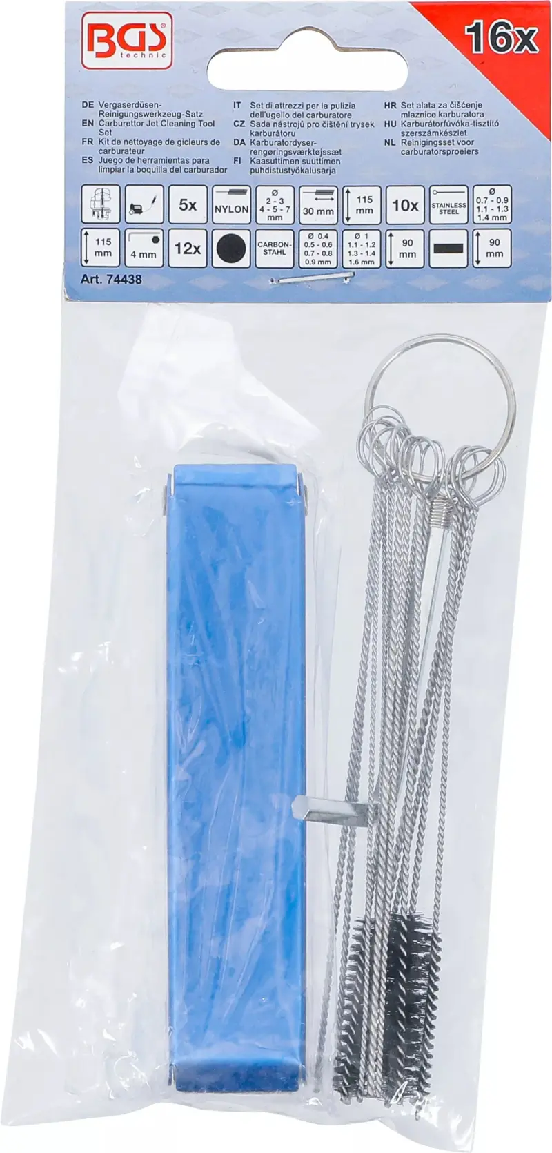 Nástroje na čištění trysek karburátorů BGS1074438 (Sada 16 dílů) (BGS1074438)