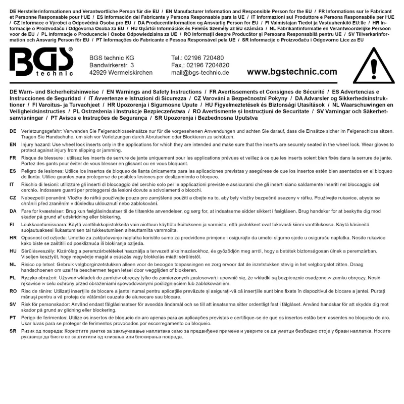 Nástrčné hlavice BGS1074448 na bezpečnostní šrouby kol (Sada 14 ks) (BGS1074448)