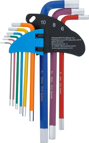 Zástrčné klíče šestihran 1,5 ÷ 10 mm BGS1074455 vícebarevné (Sada 9 dílů) (BGS1074455)