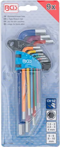Zástrčné klíče šestihran 1,5 ÷ 10 mm BGS1074455 vícebarevné (Sada 9 dílů) (BGS1074455)