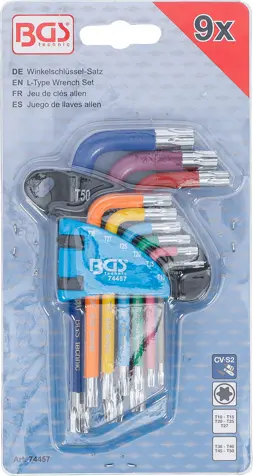 Zástrčné klíče T-profil T10 ÷ T50 BGS1074457 vícebarevné, krátké (Sada 9 dílů) (BGS1074457)