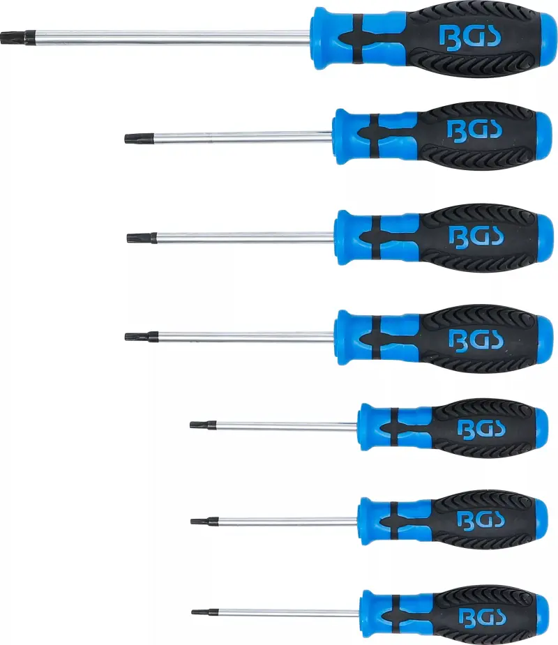 Sada šroubováků T-profil (Torx) T10 ÷ T40 BGS107841 s vrtáním (7 dílů, CV-S2) (BGS107841)
