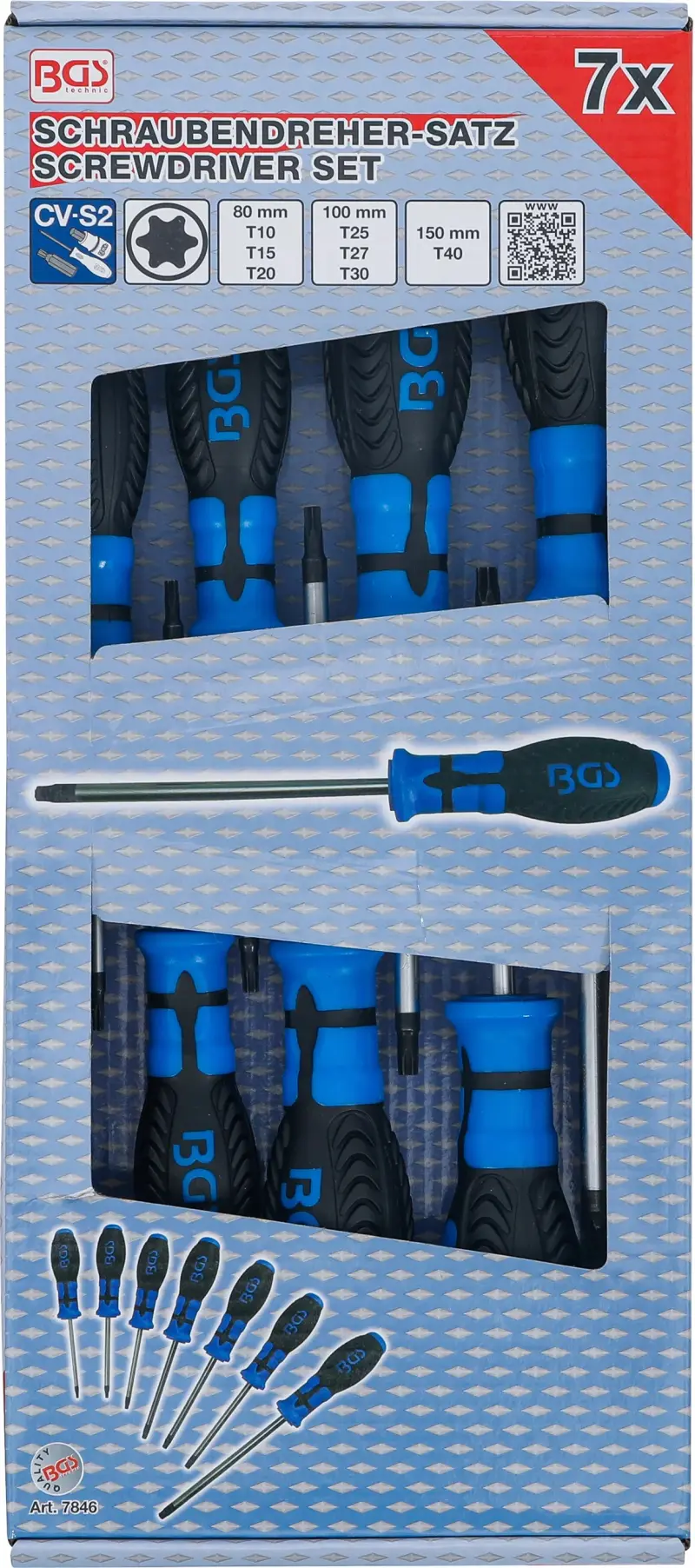 Sada šroubováků T-profil (Torx) T10 ÷ T40 BGS107846 (7 dílů, CV-S2) (BGS107846)