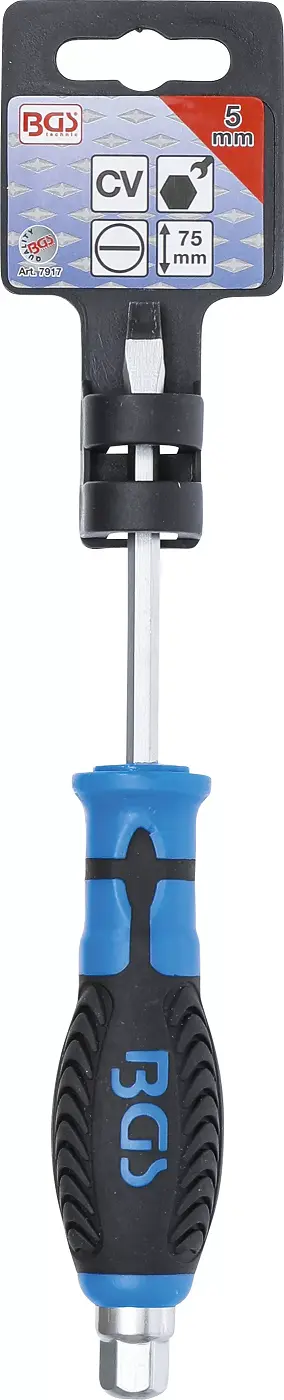 Plochý šroubovák 5 x 75 mm BGS107917, s vnějším šestihranem (BGS107917)