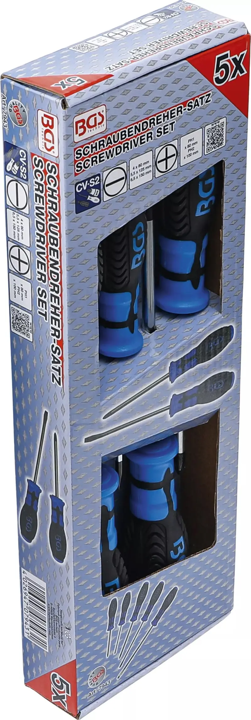 Šroubováky ploché a křížové BGS107943 Sada 5 dílů (BGS107943)