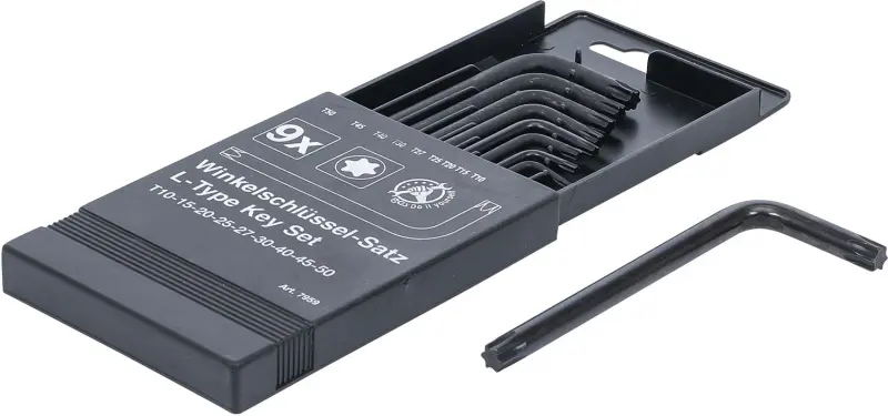 Sada zahnutých klíčů  T-profil (pro Torx)  T10 - T50  9dílná