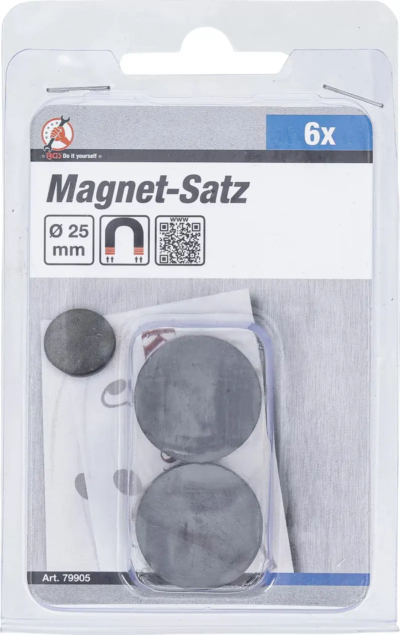 Magnety pr. 25 mm Kraftmann BGS1079905 keramika. Sada 6 dílů (BGS1079905)
